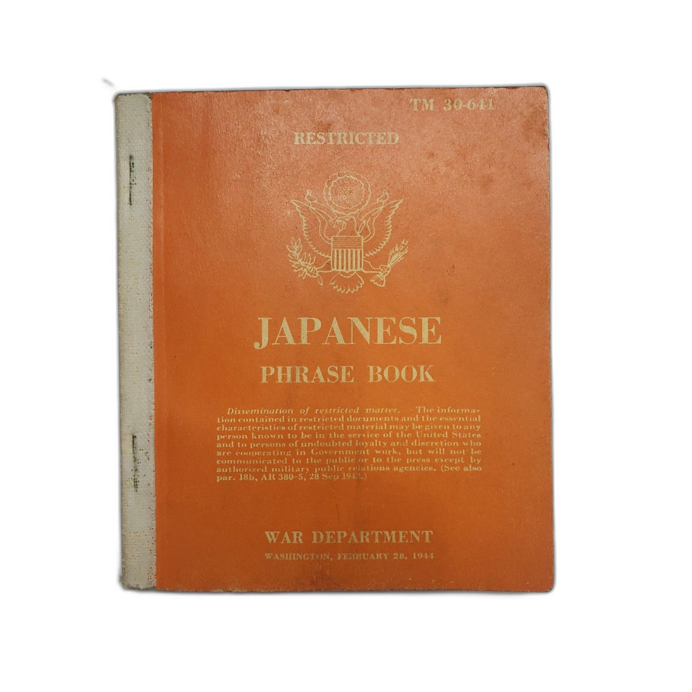 Vintage 1944 JAPANESE WWII TM 30-611 Japanese Phrase Booklet